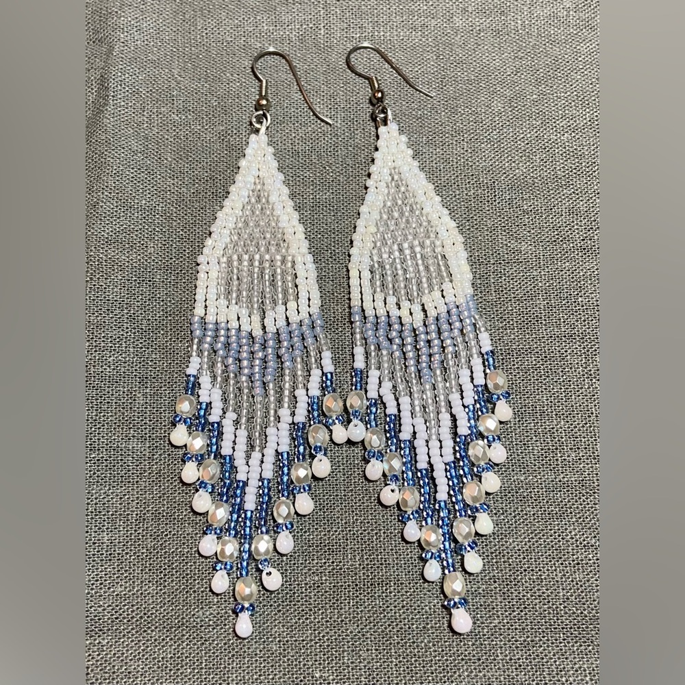 Something Blue Teardrop Beaded Earrings